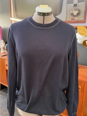Brunello Cucinelli Navy Sweater with Elbow Patches
